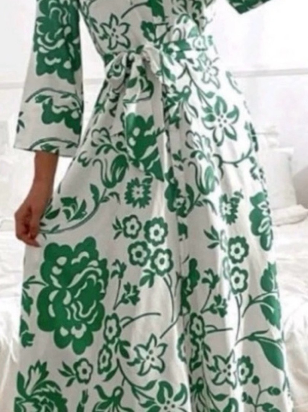 Zara Cream Dress with Green Floral Print - Picture 3 of 3